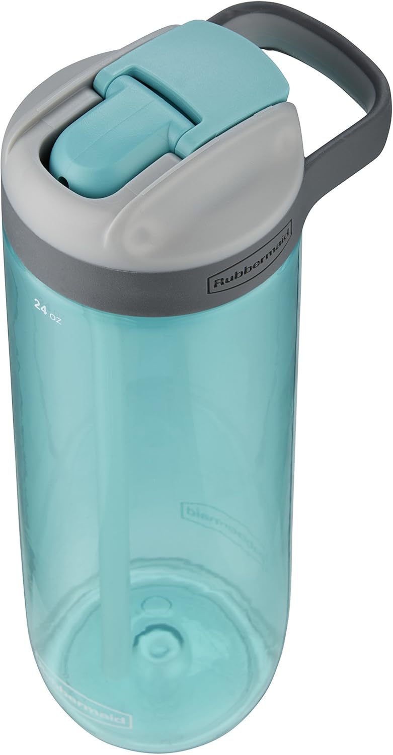 Rubbermaid 24 oz Aqua Waters Leak-Proof Sip Water Bottle for Travel and Gym