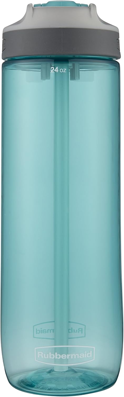 Rubbermaid 24 oz Aqua Waters Leak-Proof Sip Water Bottle for Travel and Gym