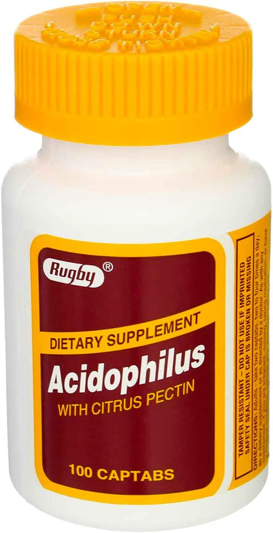 Rugby Laboratories Acidophilus Extra Strength with L-sporogenes 100 Caplets