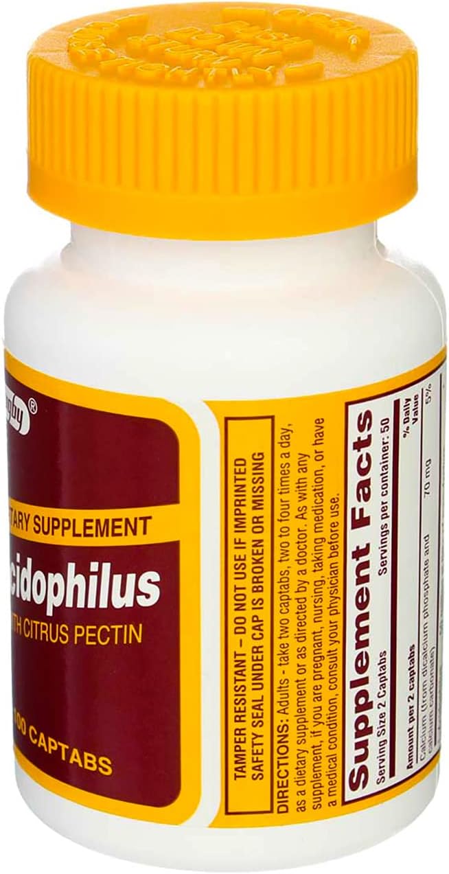 Rugby Laboratories Acidophilus Extra Strength with L-sporogenes 100 Caplets