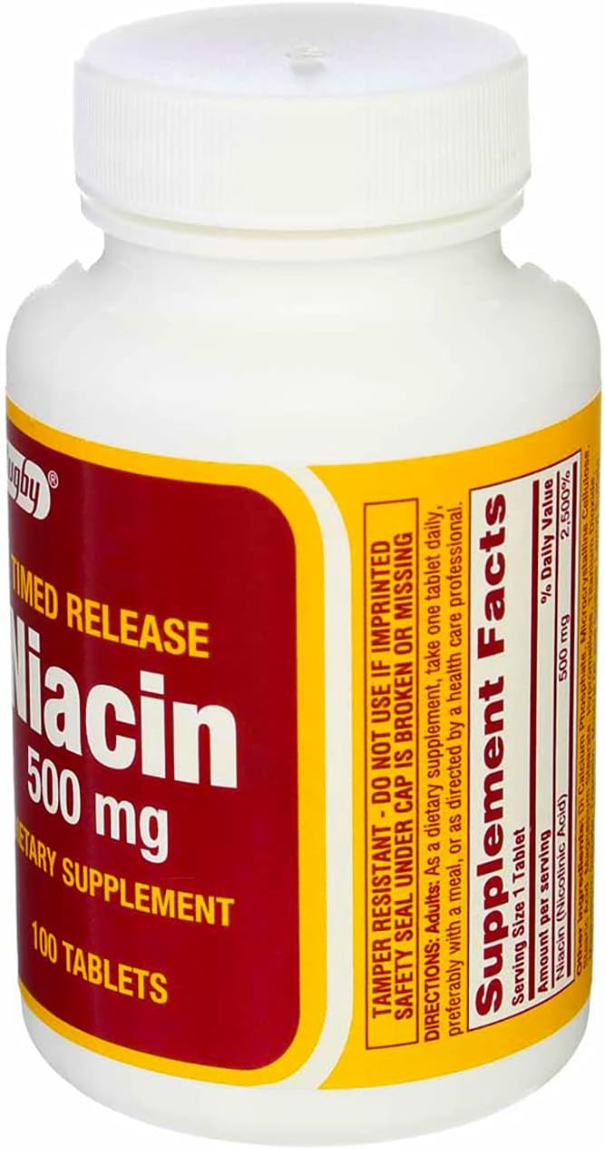 RUGBY LABORATORIES Rugby Niacin 500mg Timed Release Capsules - 100 Count (Pack of 3)