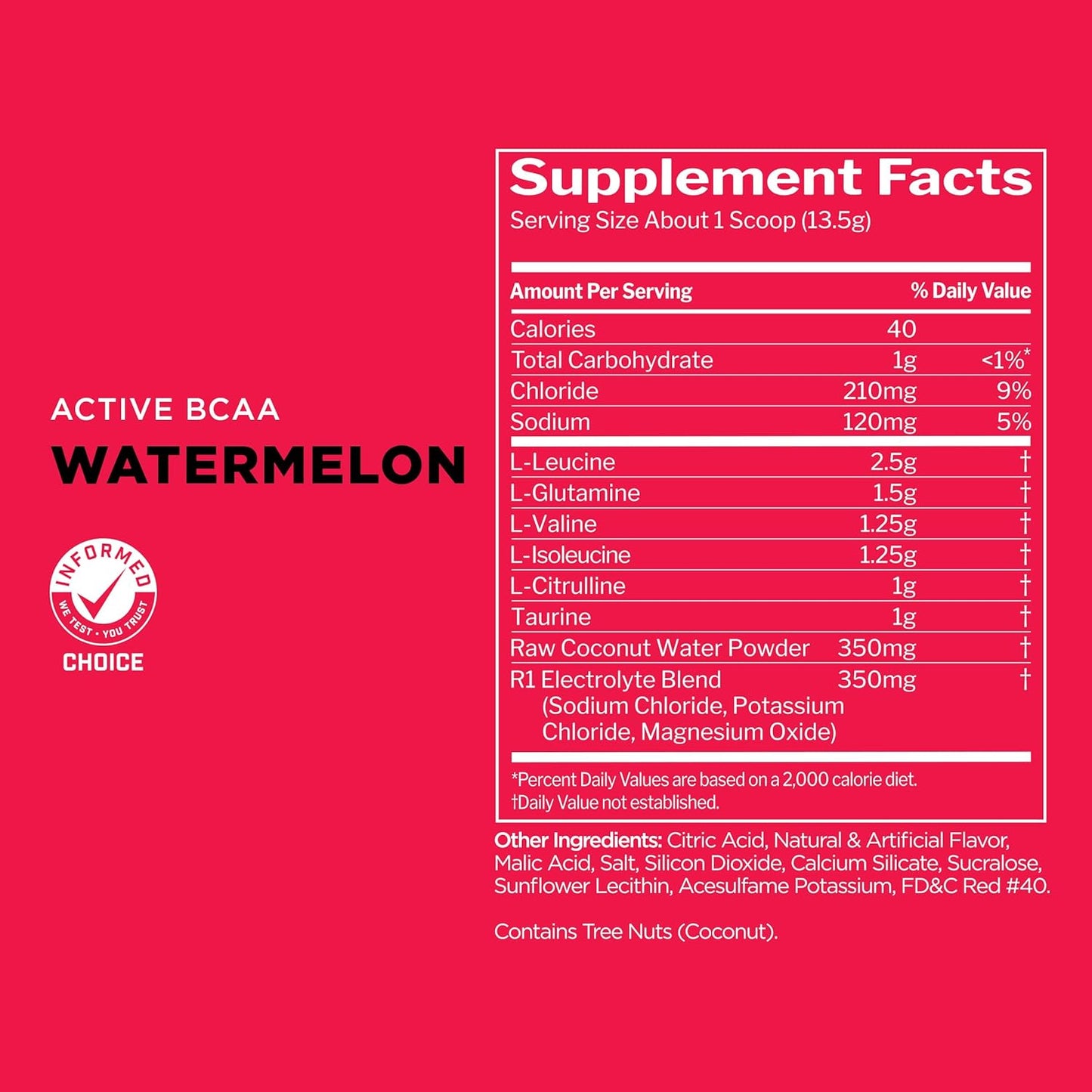 Rule 1 Active BCAA Performance and Recovery Support Supplement - 5g BCAAs + Electrolytes, L-Glutamine, Citrulline - Watermelon Flavor - 30 Servings