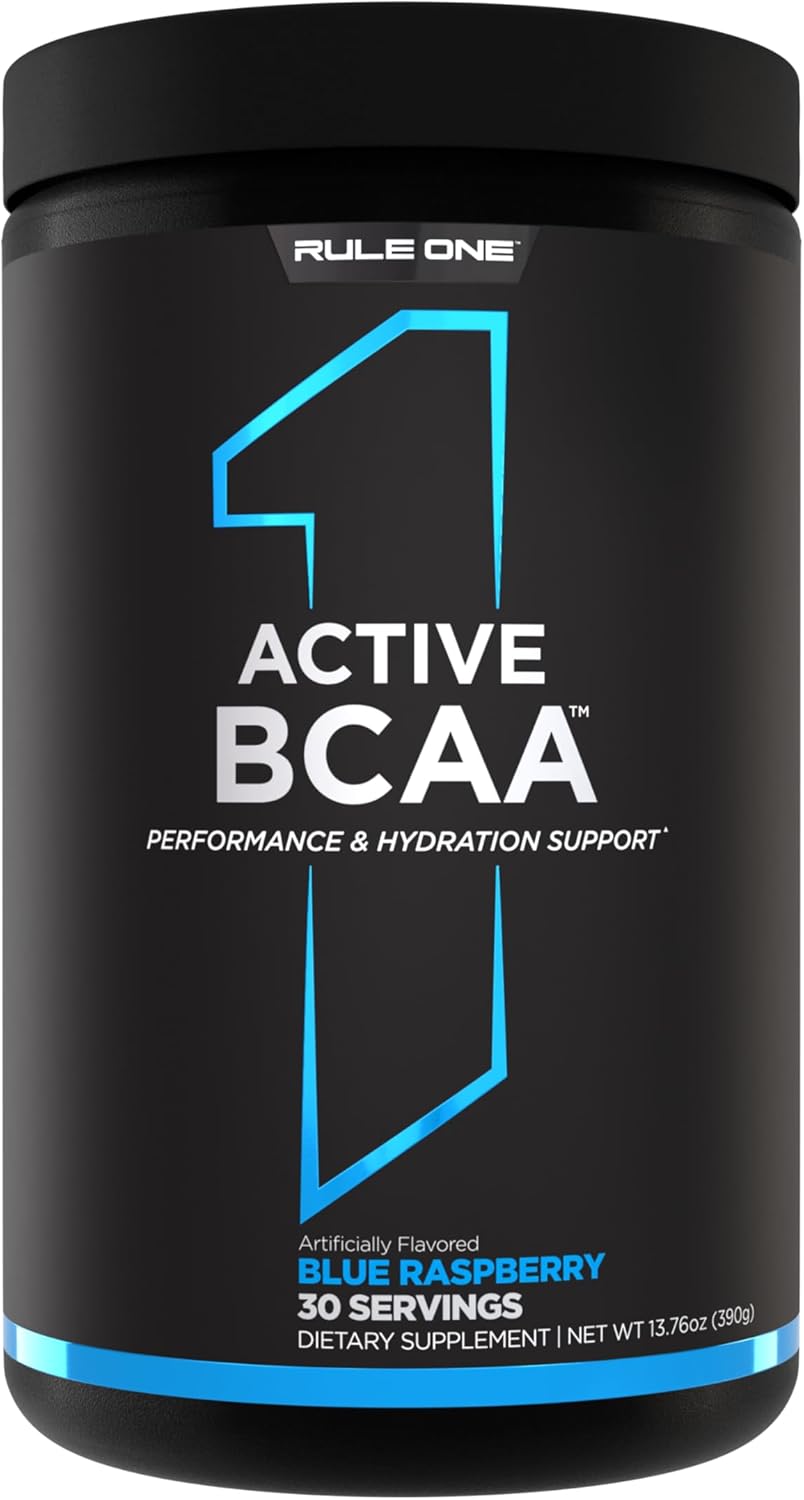 Rule 1 Active BCAA: Performance, Hydration & Recovery Support - 5g BCAAs + Electrolytes, L-Glutamine, Citrulline - 30 Servings Blue Raspberry