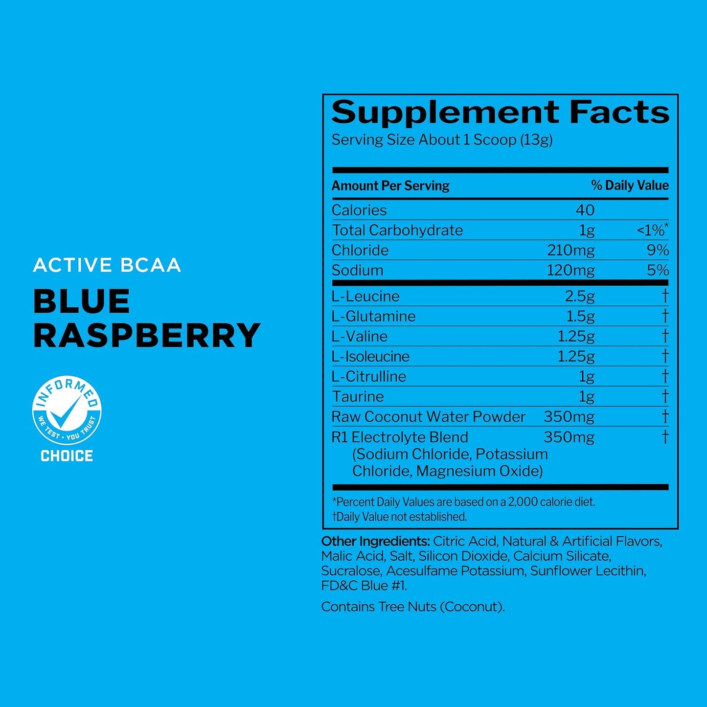 Rule 1 Active BCAA: Performance, Hydration & Recovery Support - 5g BCAAs + Electrolytes, L-Glutamine, Citrulline - 30 Servings Blue Raspberry