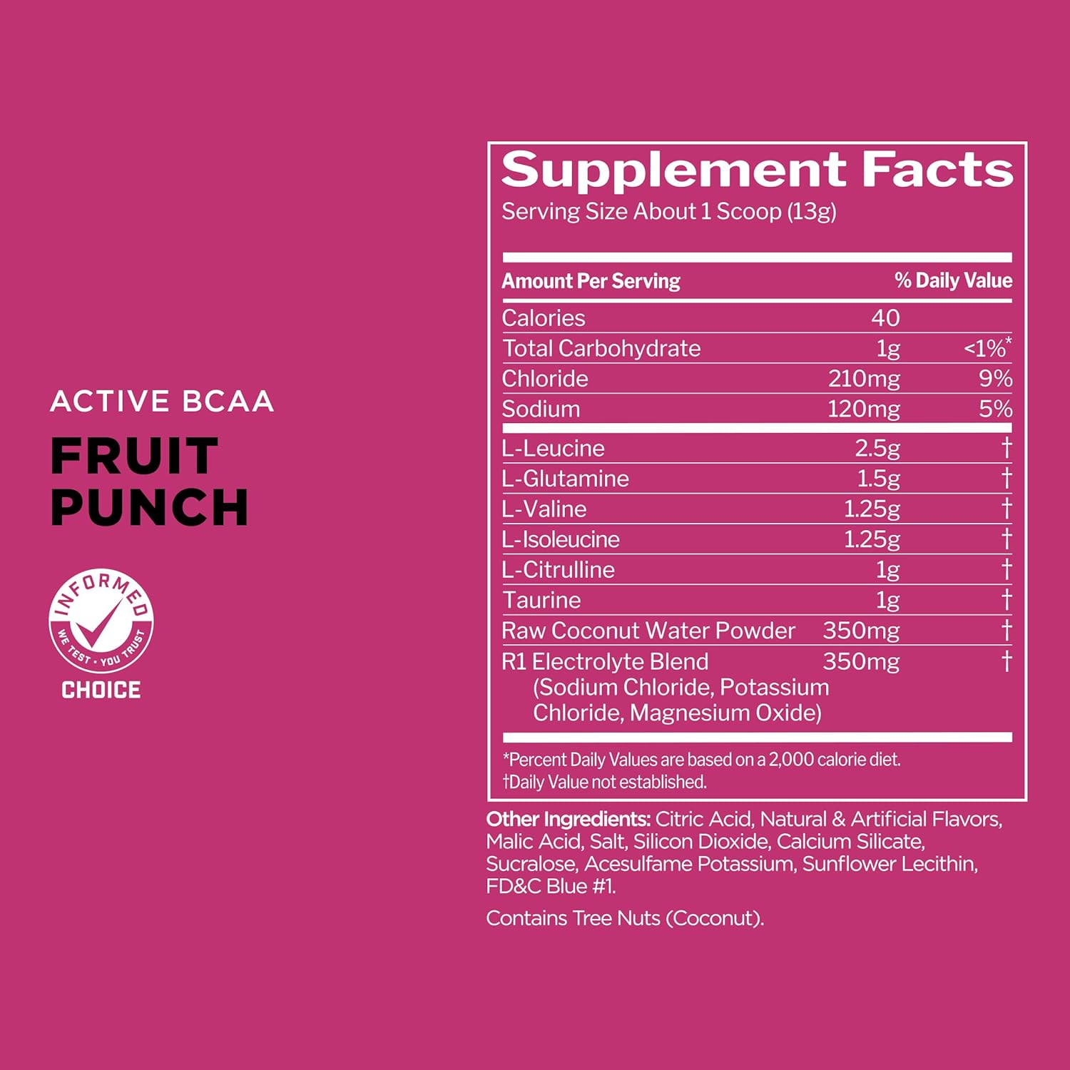 Rule 1 Active BCAA Supplement - Performance, Hydration, Recovery Support - 5g BCAAs + Electrolytes, L-Glutamine, Citrulline - Fruit Punch Flavor - 30 Servings