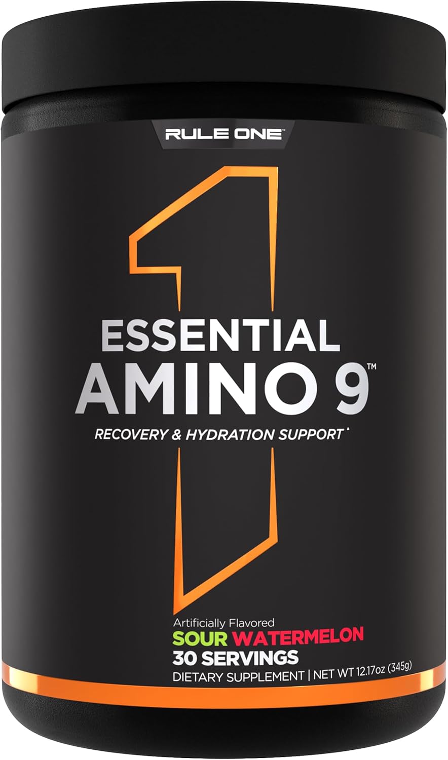 Rule 1 Essential Amino 9 - Recovery & Hydration Support with Electrolytes (Sour Watermelon, 30 Servings)