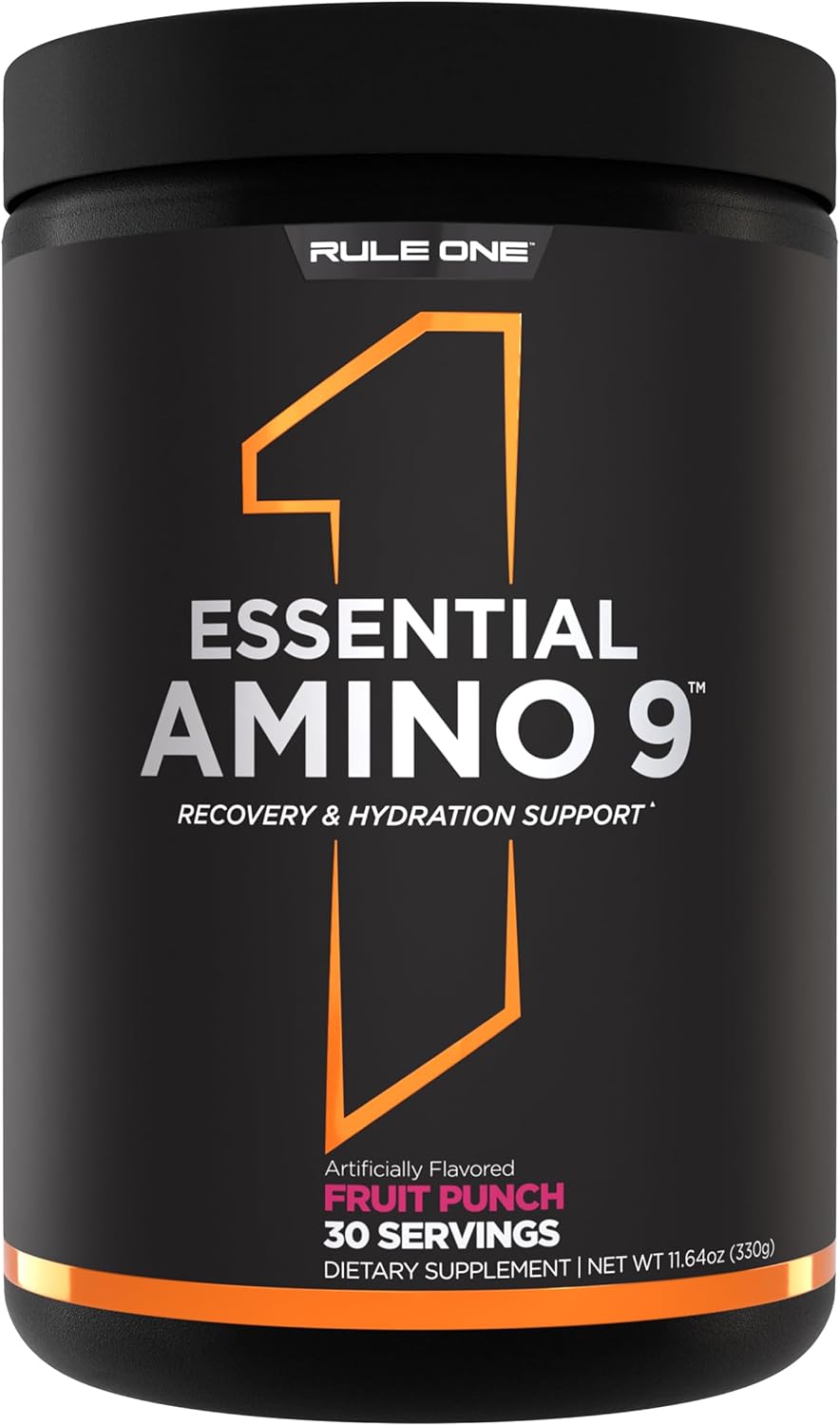 Rule 1 Essential Amino 9 Supplement - Recovery and Hydration Support with Electrolytes - Fruit Punch Flavor - 30 Servings