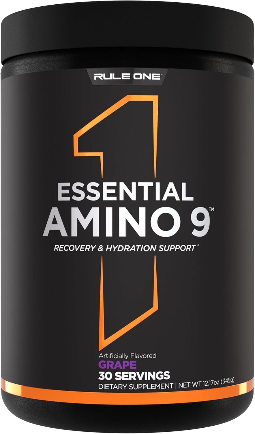 Rule 1 Proteins Essential Amino 9 Supplement - Grape Flavor, 30 Servings, 7.5g EAAs + Electrolytes for Recovery & Hydration Support