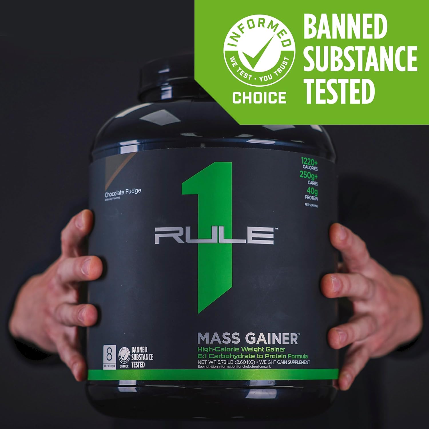 Rule 1 Proteins Mass Gainer Chocolate Fudge - High-Calorie Weight Gain Formula with 1,220+ Calories and 40g Protein Per Serving
