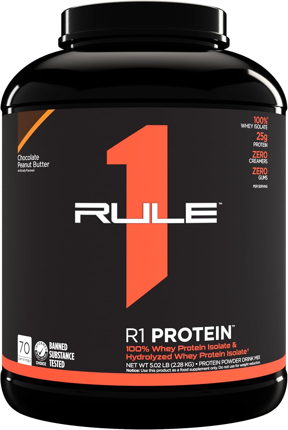 Rule 1 Proteins R1 Protein: 25g Fast-Acting Isolate & Hydrolysate Powder with 6g BCAAs (Chocolate Peanut Butter, 5 lbs)