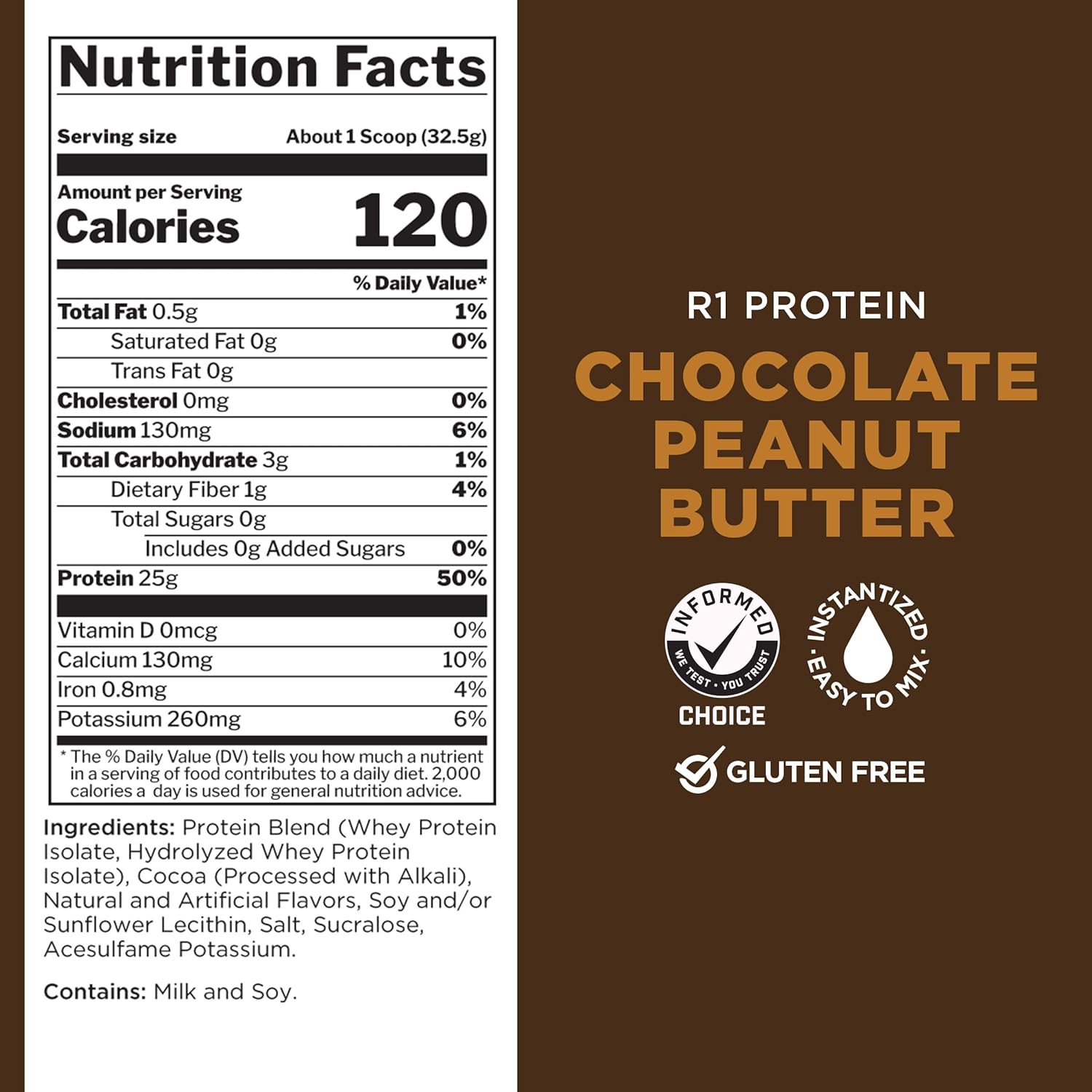 Rule 1 Proteins R1 Protein: 25g Fast-Acting Isolate & Hydrolysate Powder with 6g BCAAs (Chocolate Peanut Butter, 5 lbs)