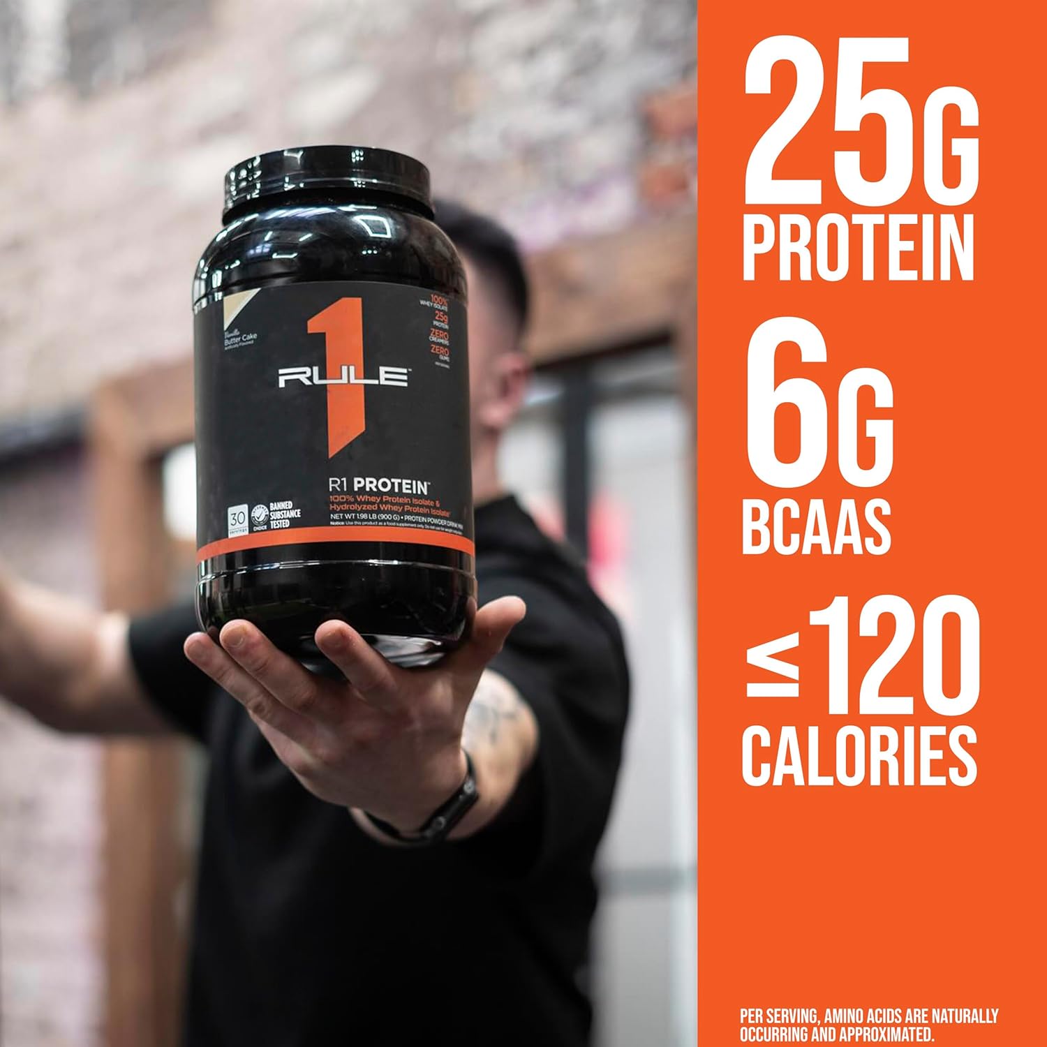 Rule 1 Proteins R1 Protein Powder - 100% Isolate & Hydrolysate, 25g Protein, 6g BCAAs, Orange Dreamsicle Flavor (2lb)