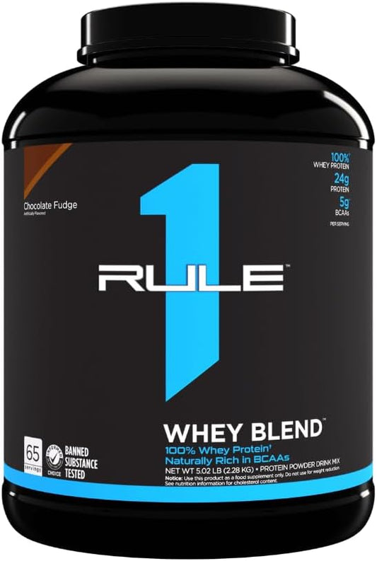 Rule 1 Proteins R1 Whey Blend, 68 Servings, Chocolate Fudge - High-Quality Protein Supplement