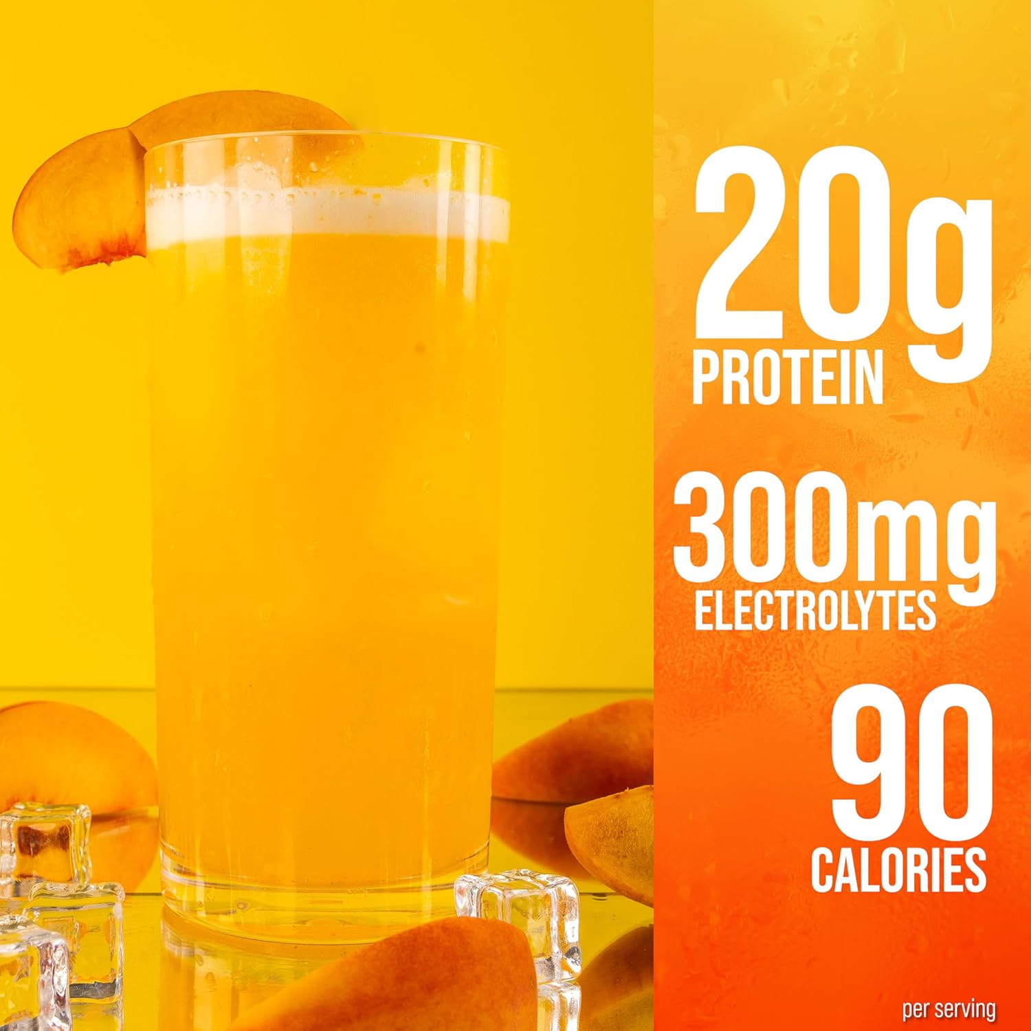Rule One Proteins Clear Isolate Peach Mango Flavor - 20g All-Whey Isolate Protein with Electrolytes, 9g EAAs, 90 Calories - Light and Refreshing