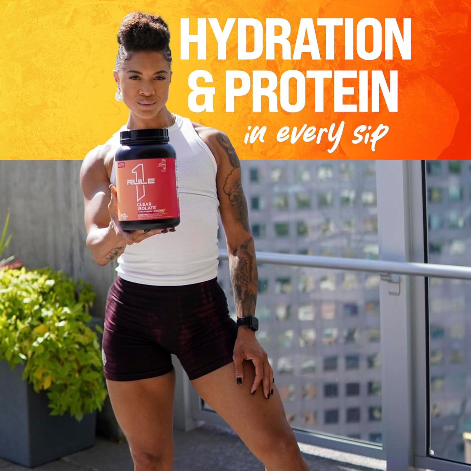 Rule One Proteins Clear Isolate Peach Mango Flavor - 20g All-Whey Isolate Protein with Electrolytes, 9g EAAs, 90 Calories - Light and Refreshing