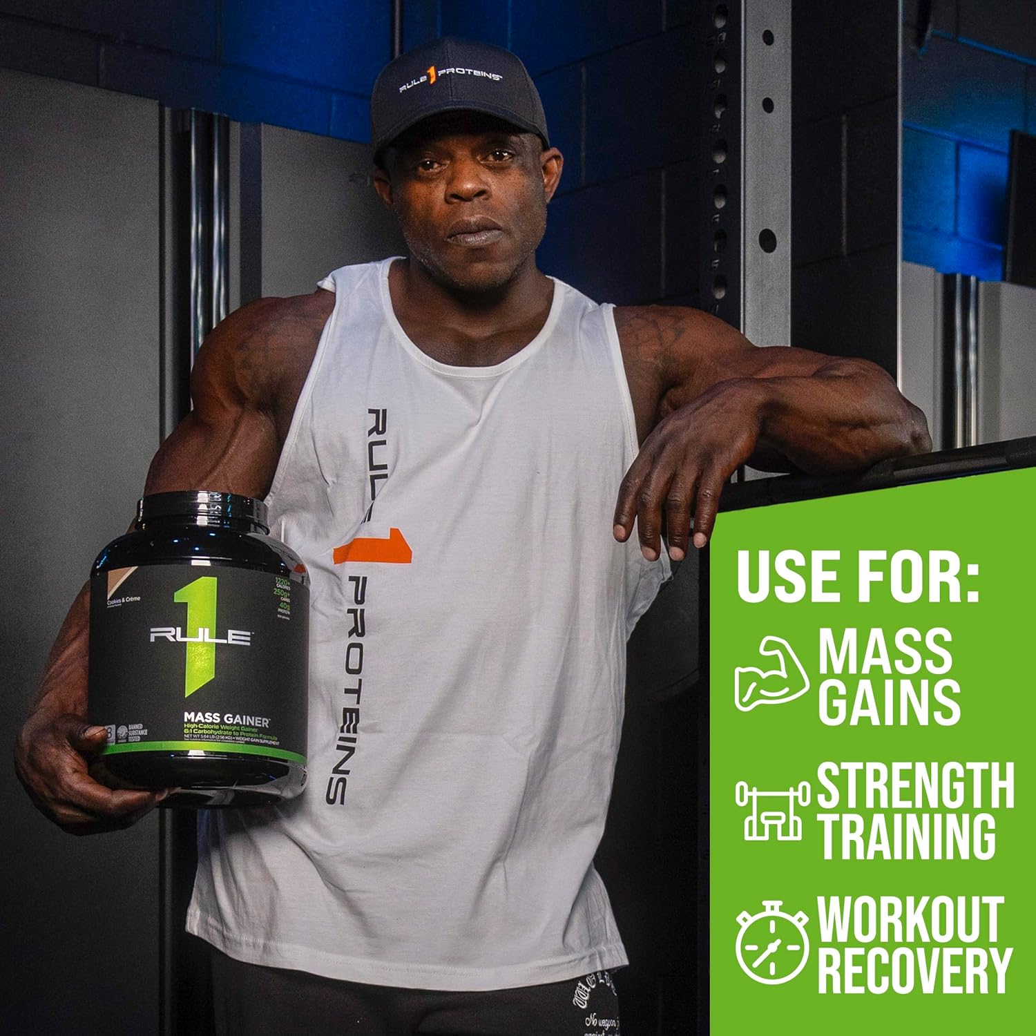 Rule One Proteins Mass Gainer - Chocolate Fudge, High-Calorie Weight Gain Formula with 1,220+ Calories, 250g+ Complex Carb Blend, 40g All-Whey Protein, 8g of Fat Per Serving, 6 Pounds