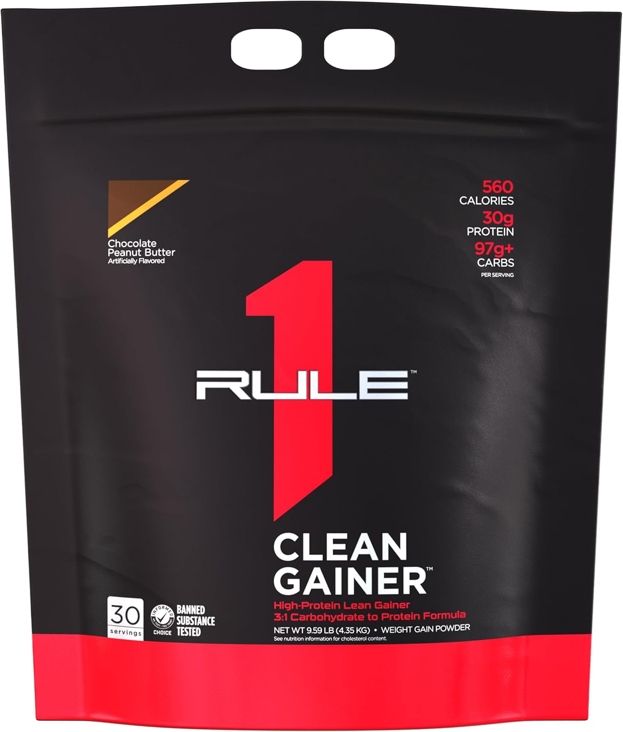 Rule One Proteins R1 Clean Gainer: Chocolate Peanut Butter - High-Protein Lean Gain Formula with 560 Calories, 30g Protein, 90g Carbs, Under 6g Fat (30 Servings)