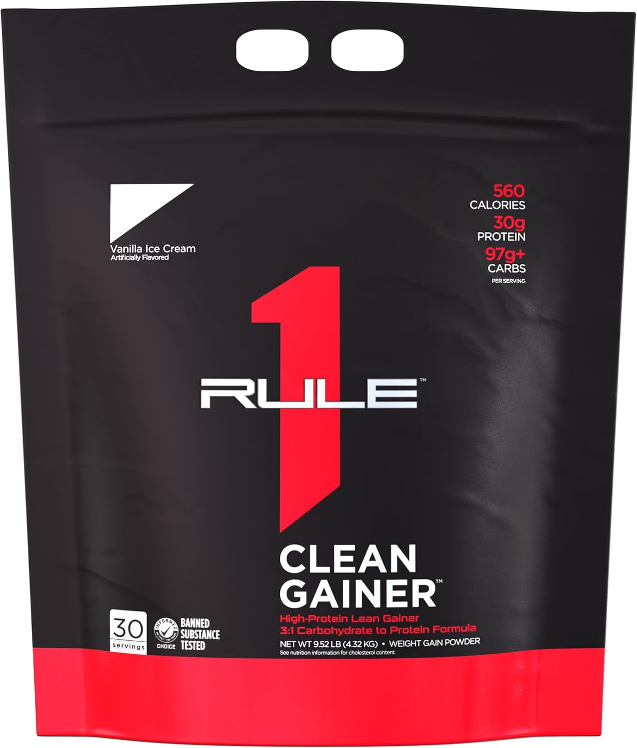 Rule One Proteins R1 Clean Gainer Vanilla Crème - High-Protein Lean Gain Formula with 560 Calories, 30g Protein, 90g Carbs, Low Fat - 30 Servings