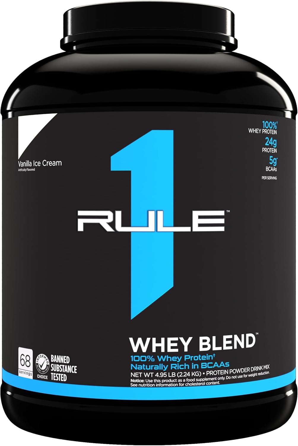 Rule One Proteins R1 Whey Blend - 24g Fast-Acting Protein Powder with EAAs and BCAAs (Vanilla Ice Cream, 5lb)