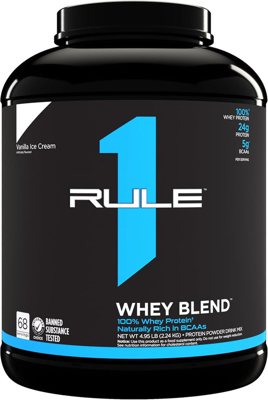Rule One Proteins R1 Whey Blend - 24g Fast-Acting Protein Powder with EAAs and BCAAs (Vanilla Ice Cream, 5lb)