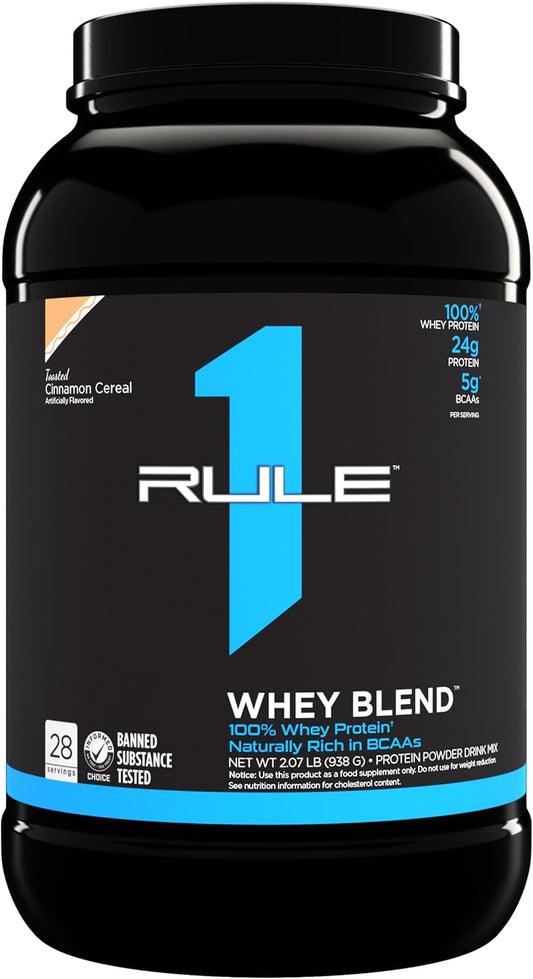 Rule One Proteins R1 Whey Blend - 24g Fast-Acting Protein with EAAs & BCAAs (2lb, Toasted Cinnamon Cereal)