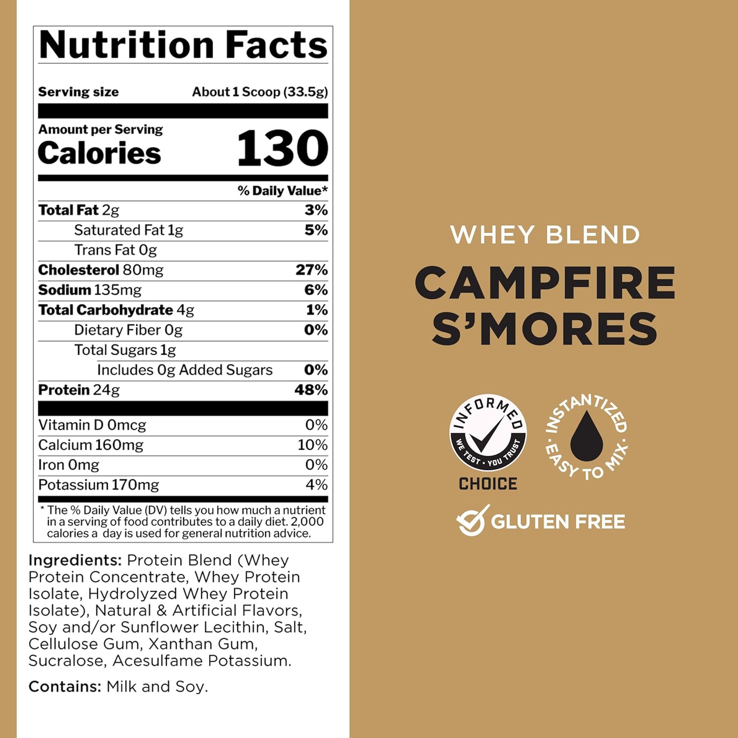 Rule One Proteins R1 Whey Blend - Campfire S'Mores Flavor, 24g Whey Protein Per Serving, Fast-Acting Formula with EAAs and BCAAs (2 lbs)