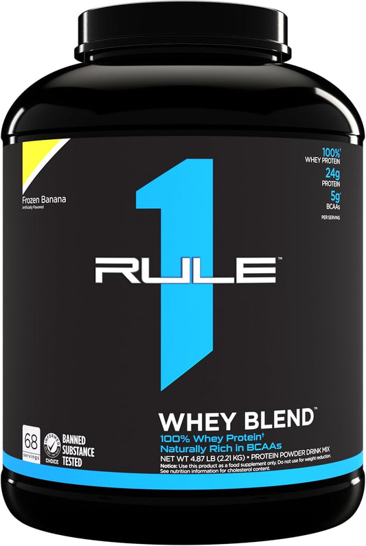 Rule One Proteins R1 Whey Blend - Frozen Banana, 5lbs, 24g Fast-Acting Whey Protein with EAAs and BCAAs