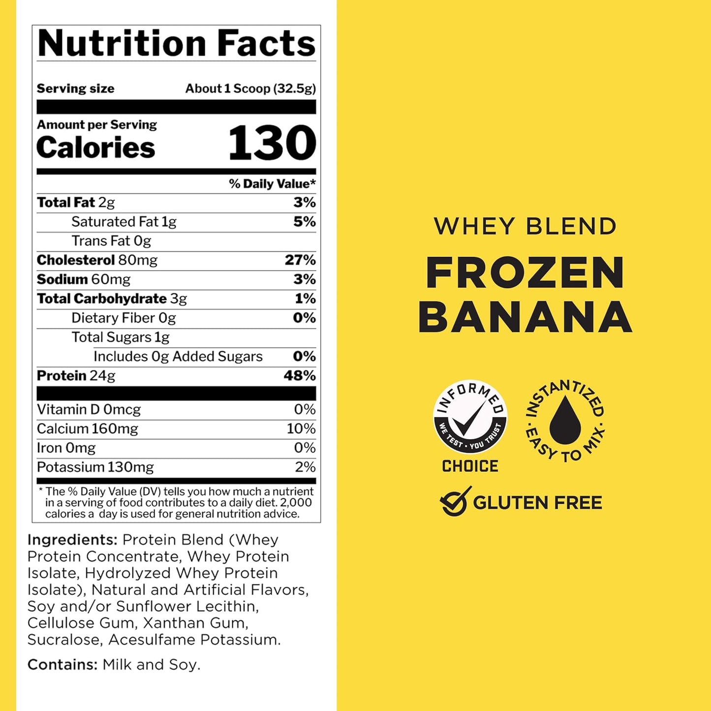 Rule One Proteins R1 Whey Blend - Frozen Banana, 5lbs, 24g Fast-Acting Whey Protein with EAAs and BCAAs