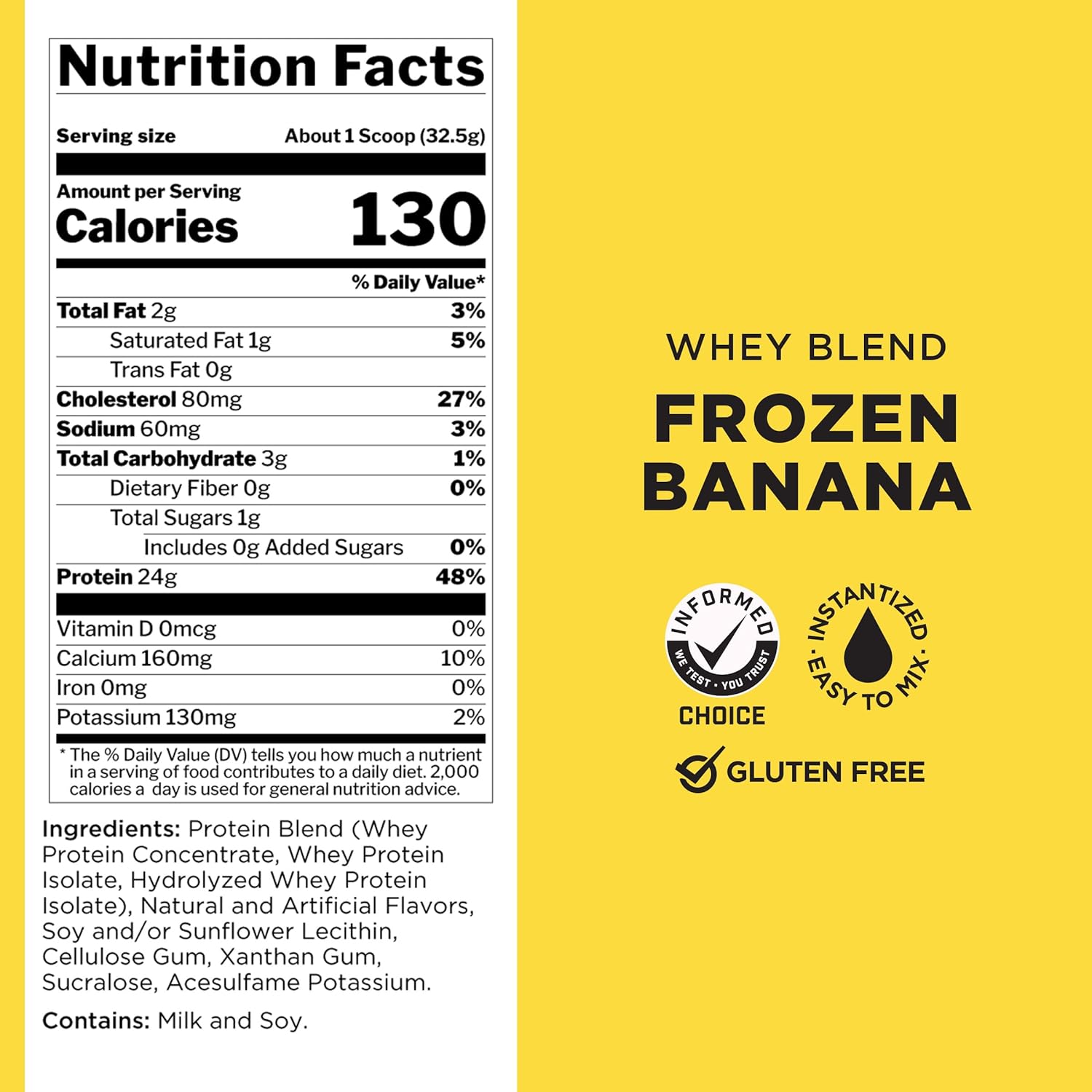 Rule One Proteins R1 Whey Blend - Frozen Banana, 5lbs, 24g Fast-Acting Whey Protein with EAAs and BCAAs