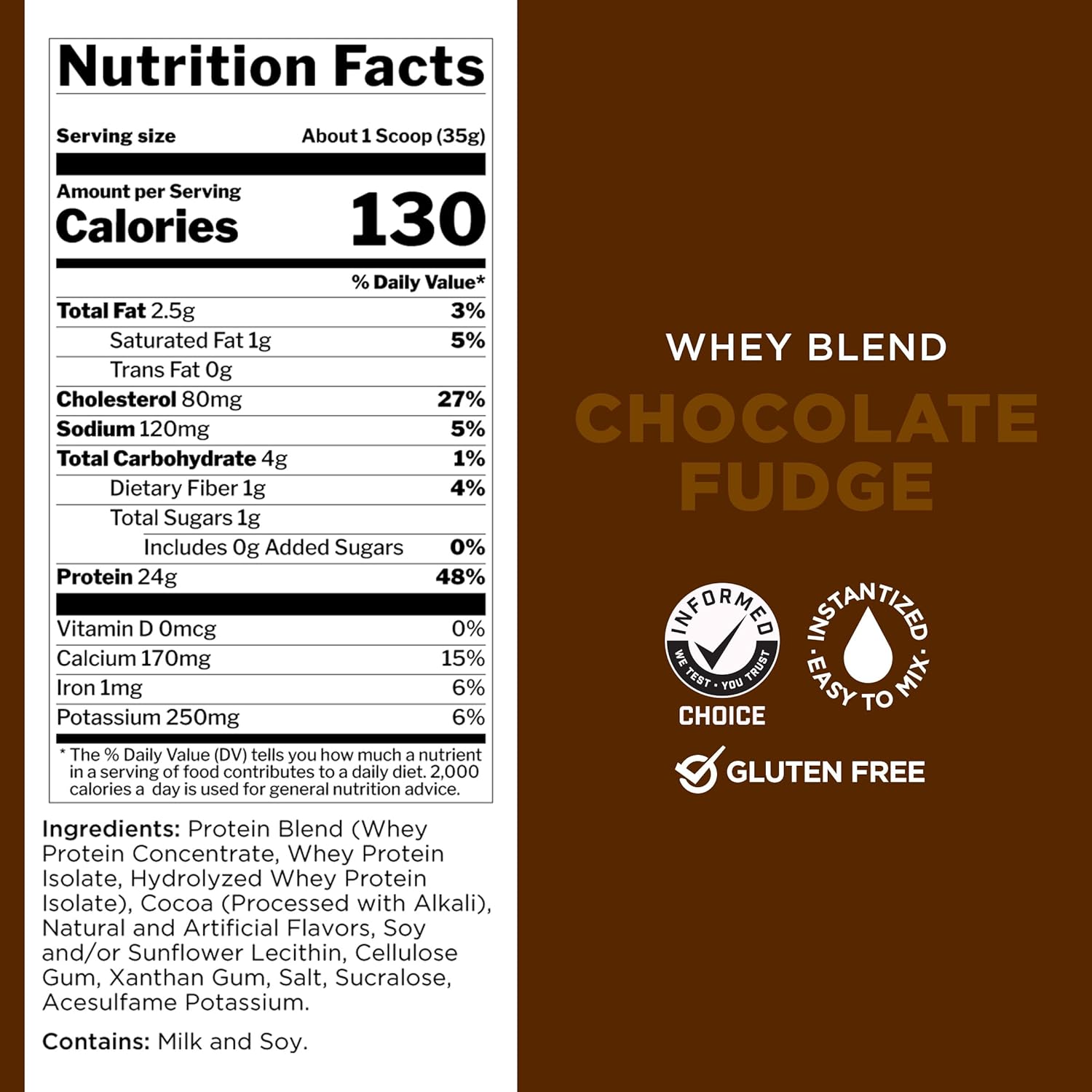 Rule One Proteins R1 Whey Blend Chocolate Fudge - 2lbs with 24g Fast-Acting Whey Protein, EAAs, and BCAAs