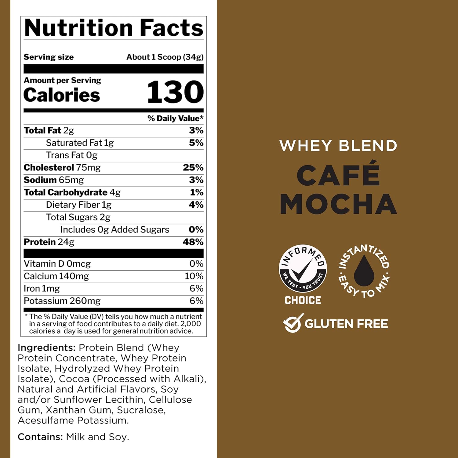 Rule One Proteins Whey Blend - Café Mocha, 24g Fast-Acting Whey Protein with EAAs and BCAAs, 2lbs