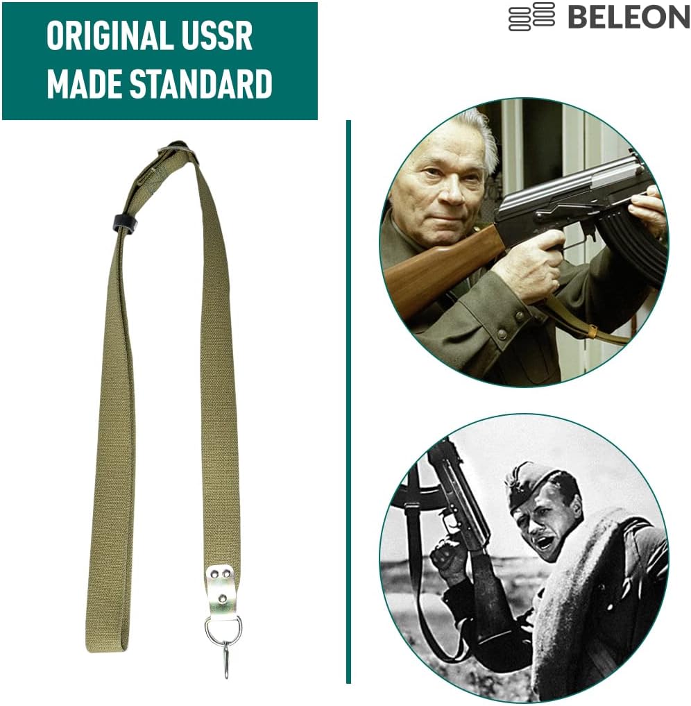 Russian Military Canvas Rifle Sling with Metal Hook for Outdoors - BELEON Two Point Sling