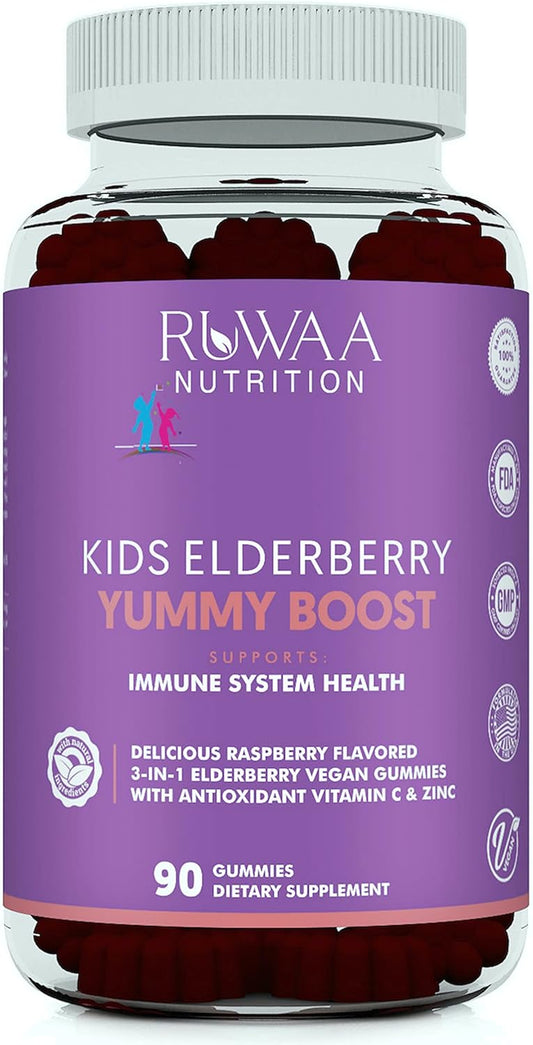 RUWAA NUTRITION Elderberry Gummies with Zinc & Vitamin C for Immune Support, Vegan & Gluten Free Formula (1)