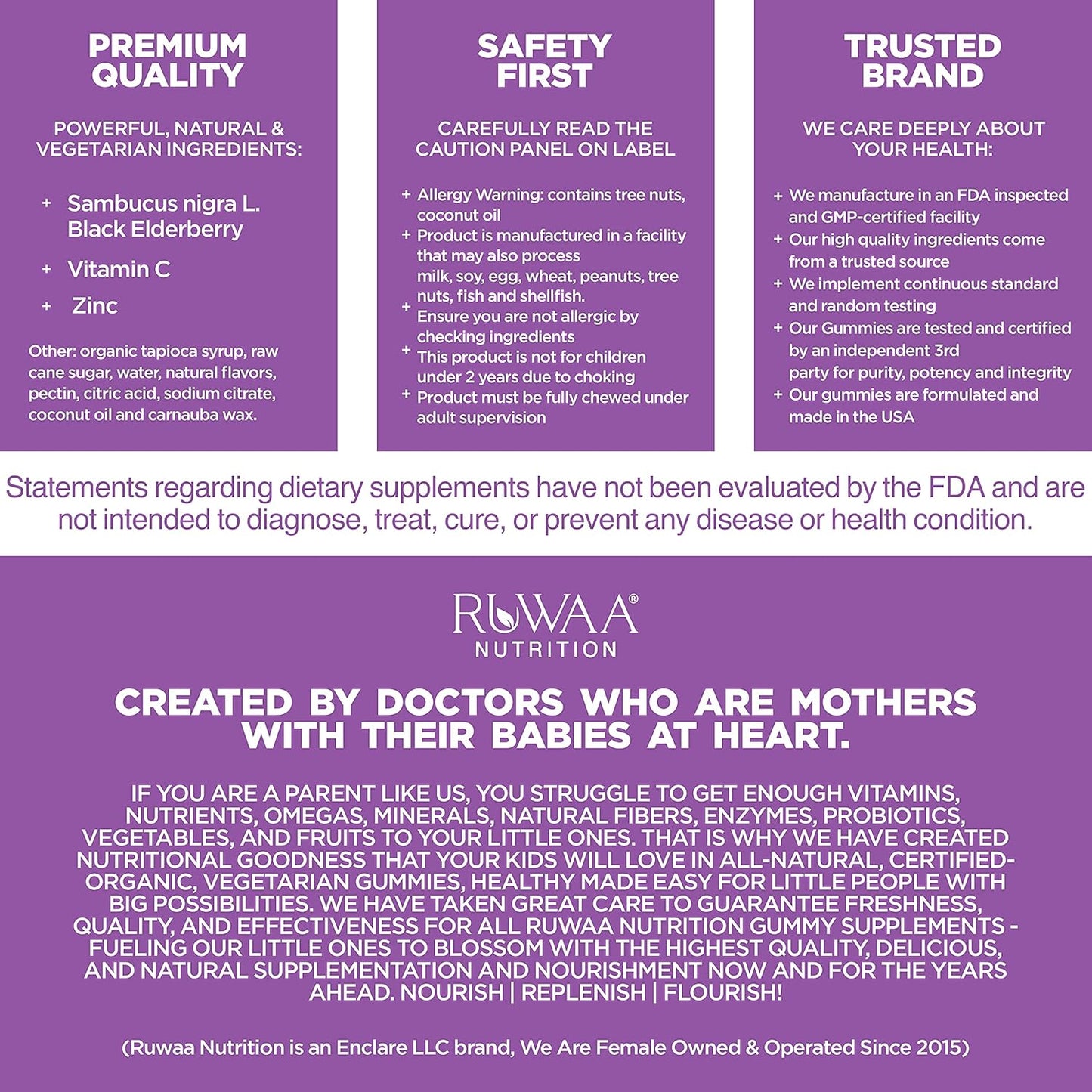 RUWAA NUTRITION Elderberry Gummies with Zinc & Vitamin C for Immune Support, Vegan & Gluten Free Formula (1)