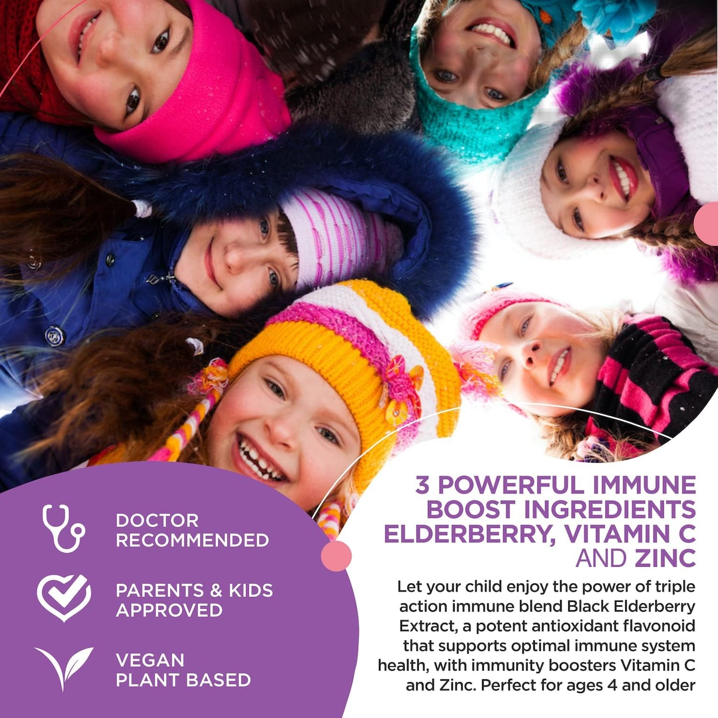 RUWAA NUTRITION Kids Immune Support Bundle: Elderberry Gummies, Zinc, Vitamin C for Healthy Bones, Brain, Lungs, Skin | Vegan, Gluten Free, Non-GMO (2)
