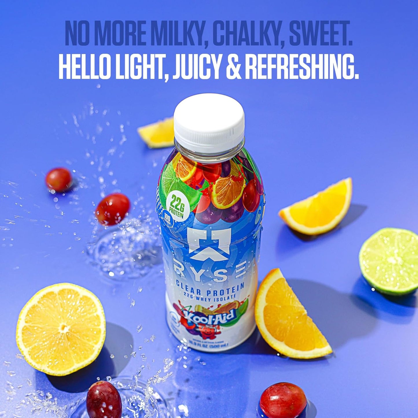 RYSE Clear Whey Isolate Protein Shake, Kool-Aid Tropical Punch Flavor, 100 Calories, 22g Protein, Sugar Free, 0g Fat, Lactose Free - 12 Pack of 16.9 fl oz Bottles - BoostGo Australia