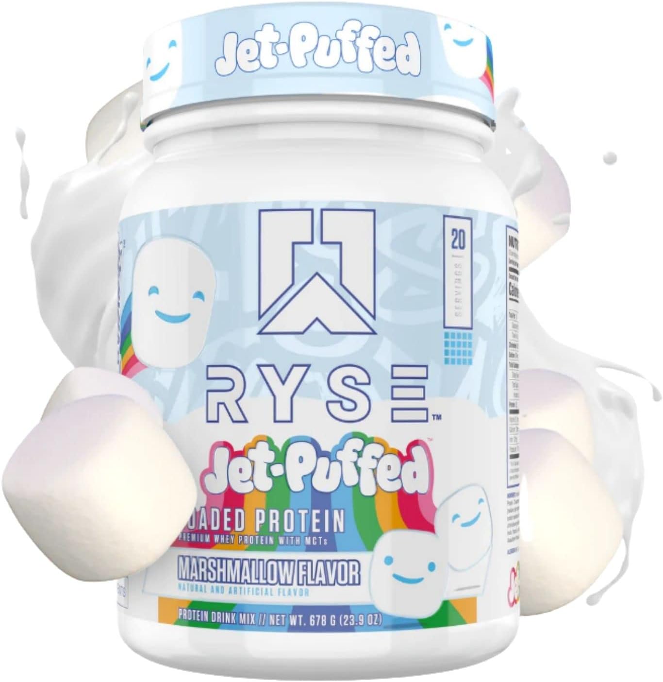RYSE Core Series Loaded Protein - Premium Whey Protein with Prebiotic Fiber, MCTs - Build and Recover with 25g Protein - Low Carb, Low Sugar - Marshmallow Flavor - 20 Servings