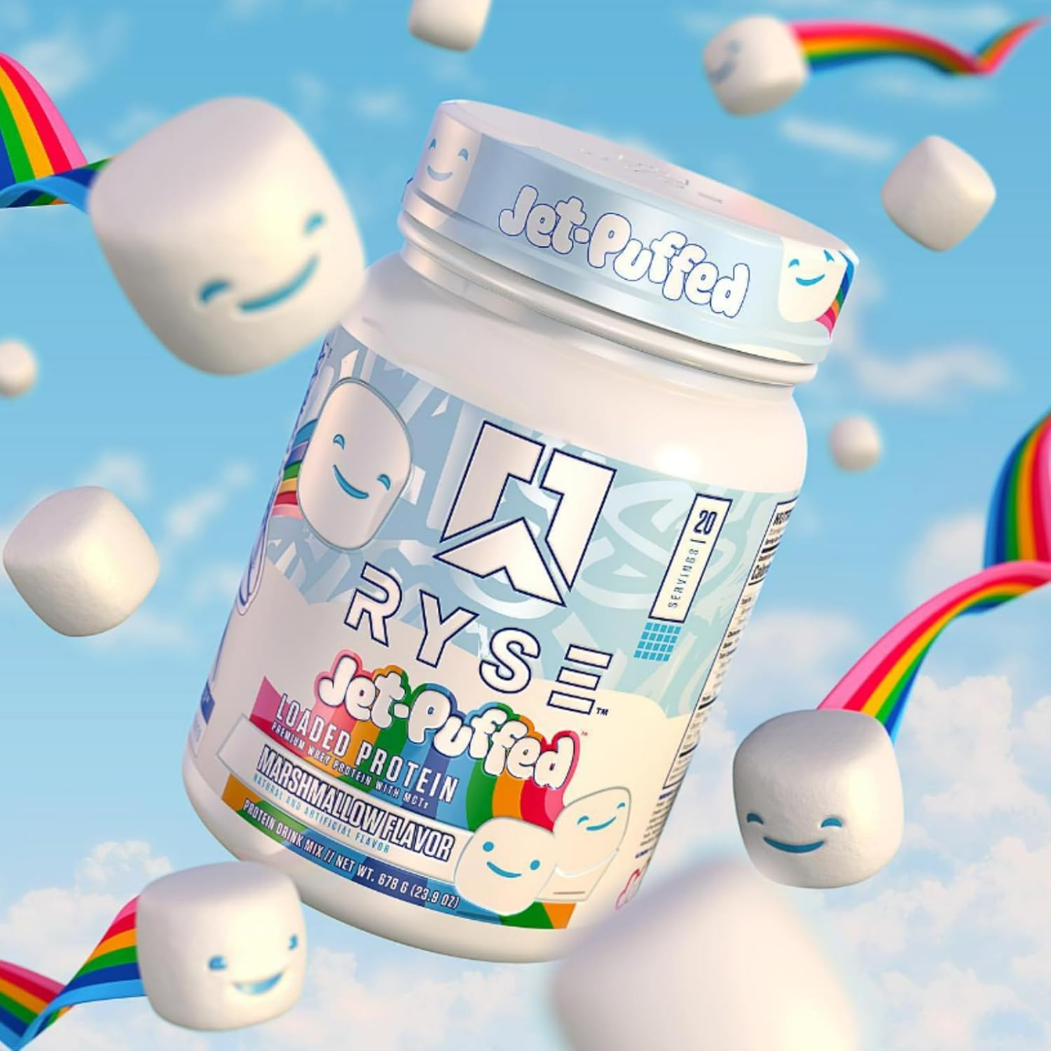 RYSE Core Series Loaded Protein - Premium Whey Protein with Prebiotic Fiber, MCTs - Build and Recover with 25g Protein - Low Carb, Low Sugar - Marshmallow Flavor - 20 Servings