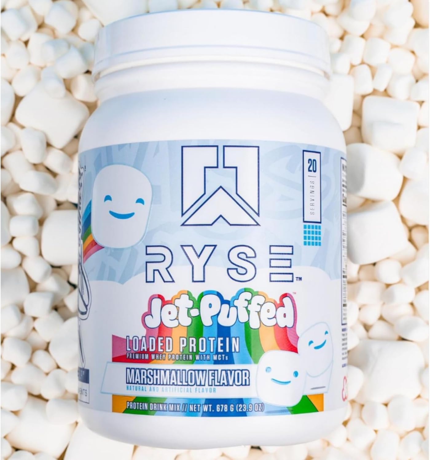 RYSE Core Series Loaded Protein - Premium Whey Protein with Prebiotic Fiber, MCTs - Build and Recover with 25g Protein - Low Carb, Low Sugar - Marshmallow Flavor - 20 Servings