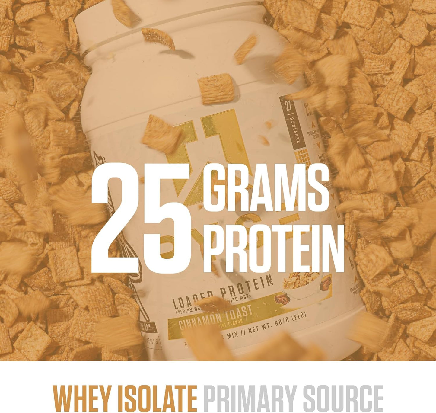 RYSE Loaded Protein Powder with 25g Whey Protein, Prebiotic Fiber, MCTs - Cinnamon Toast Flavor - 27 Servings