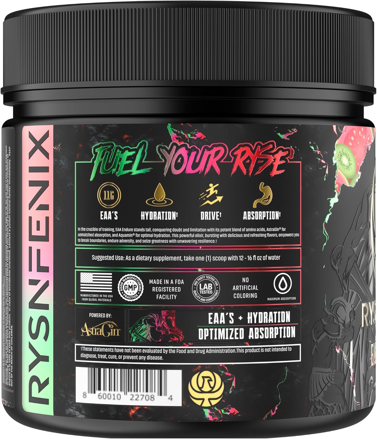 RysnFenix EAA Endure - Enhanced Amino Acid Blend with Electrolytes for Hydration | Kiwi Guava Flavor | 25 Servings
