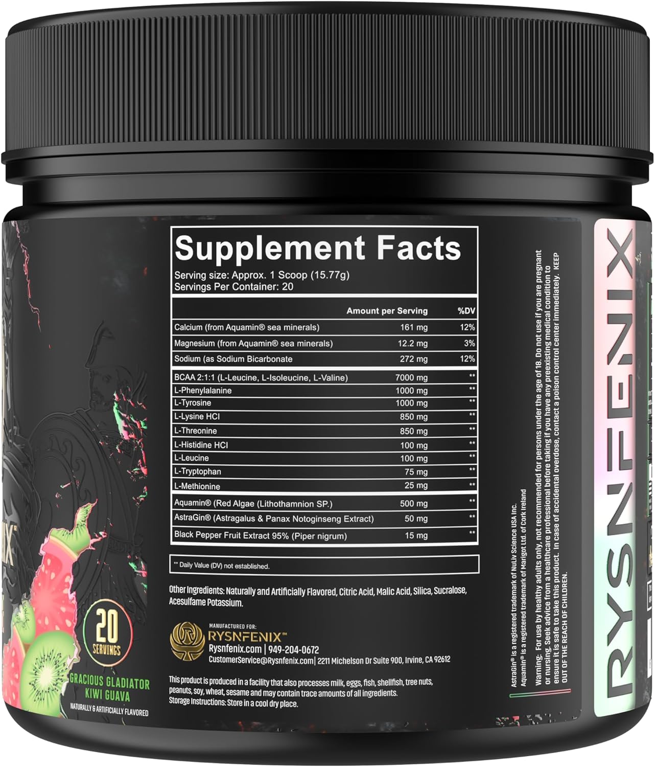 RysnFenix EAA Endure - Enhanced Amino Acid Blend with Electrolytes for Hydration | Kiwi Guava Flavor | 25 Servings