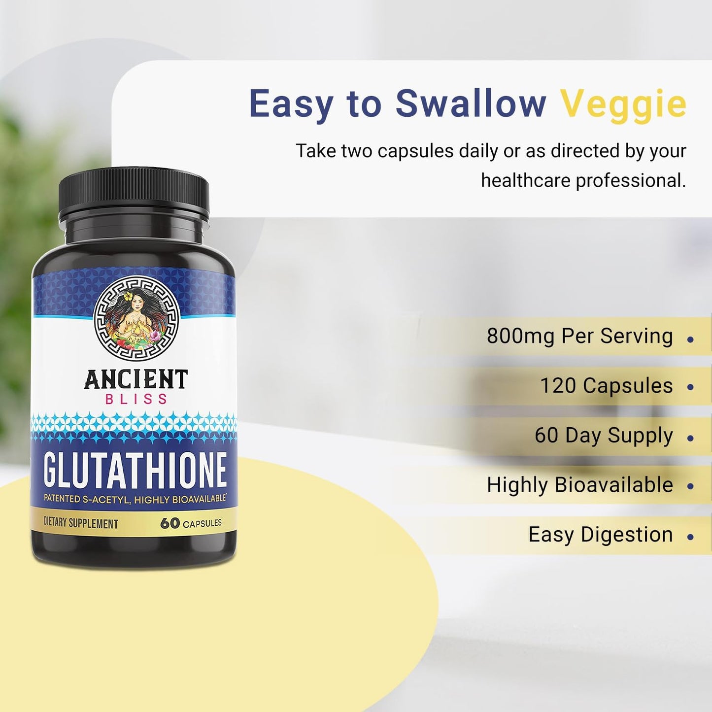 S-Acetyl Glutathione Supplement for Cellular Antioxidant & Immune Support - Joint Support for Men & Women - 60 Capsules