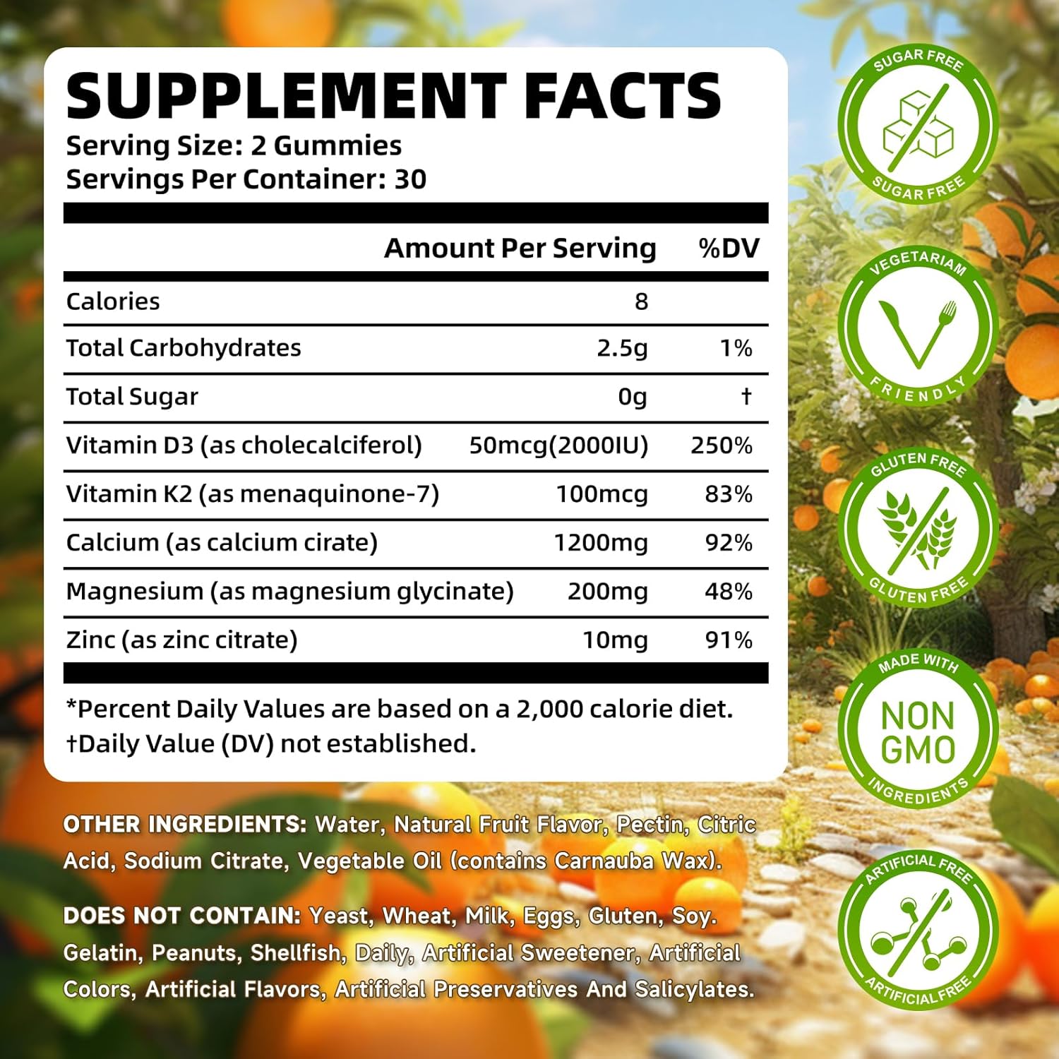Saajoor Calcium Citrate Gummies 1200mg with Vitamin D3, K2, Magnesium & Zinc - Bone, Muscle & Joint Support, Immunity & Memory - 120 Count