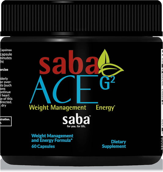 Saba ACE G2 Thermogenic Energy Burn Supplement with Capsimax, CarnoSyn, BioPerine for Men & Women - 60 Capsules