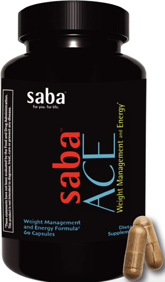 Saba ACE™ Weight Management Capsules for Women and Men- Suppress Hunger, Boost Energy, Enhance Mood, Metabolism Support- 60 Count