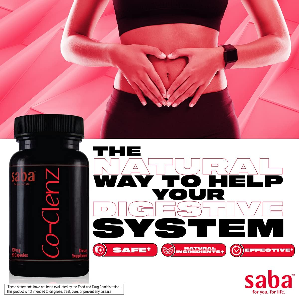 Saba Co-Clenz 5-Day Cleanse for Men & Women - Promotes Healthy Bowel Movements - Detox & Colon Health - 30 Capsules