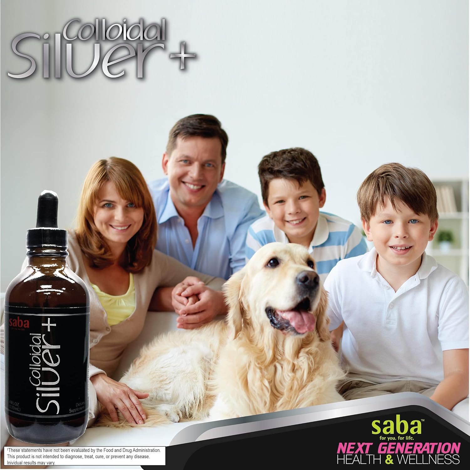 Saba Colloidal Silver 50PPM 4 oz - Boost Immune System and Promote Wellness - Versatile Household Essential for Various Uses - 24 Servings