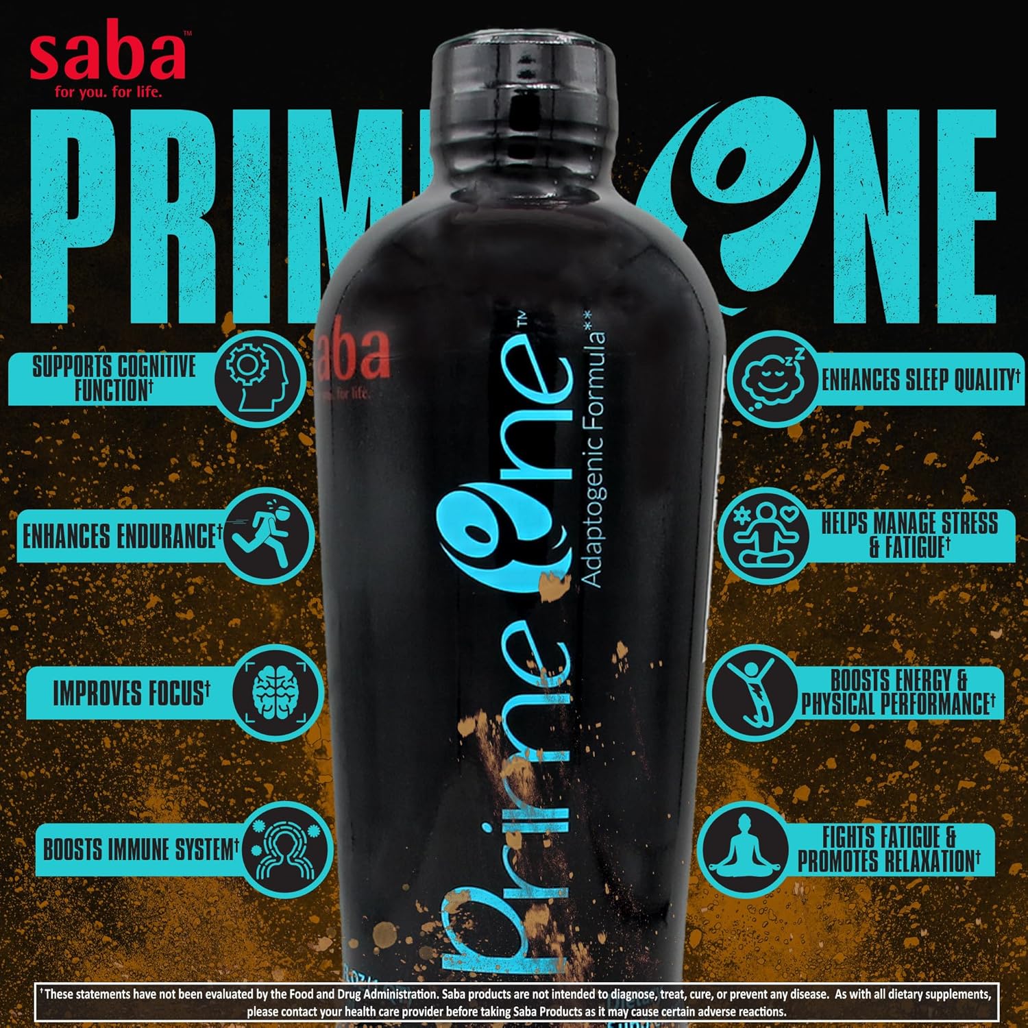 Saba Prime One HerbFuse: Premium Herbal Extract for Physical and Mental Wellness - Adaptogens - 60 Servings