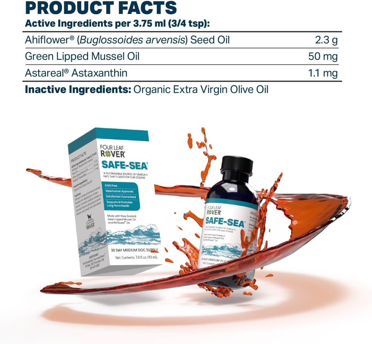 Safe-Sea Premium Fatty Acids & Protection for Dogs by Four Leaf Rover